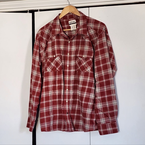 Ariat Other - Ariat Men's Casual Red and White Plaid Shirt